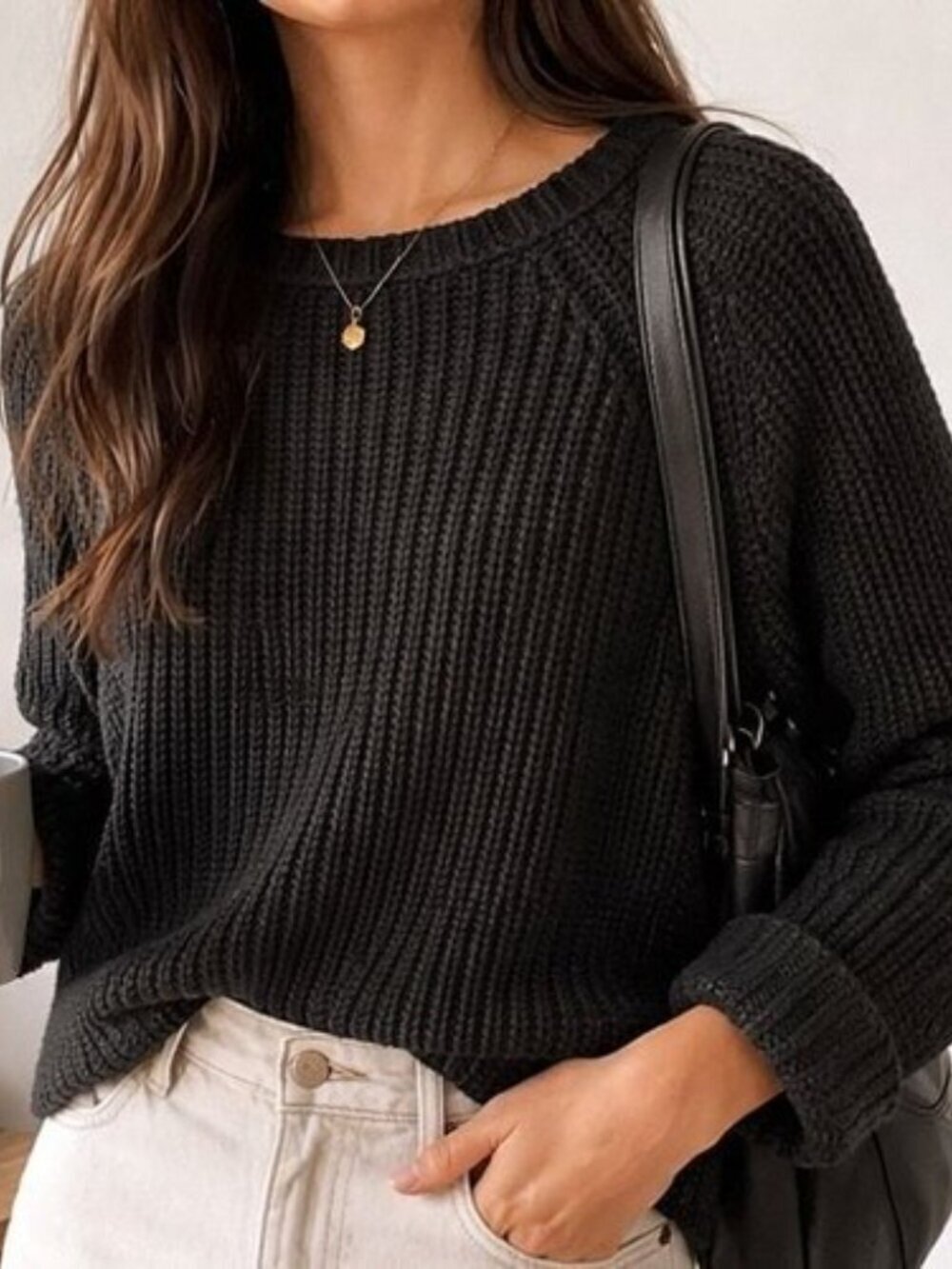 Calypso St. Barth Women's Size M Black Chunky Knit Cuffed Wrist Wool Sweater